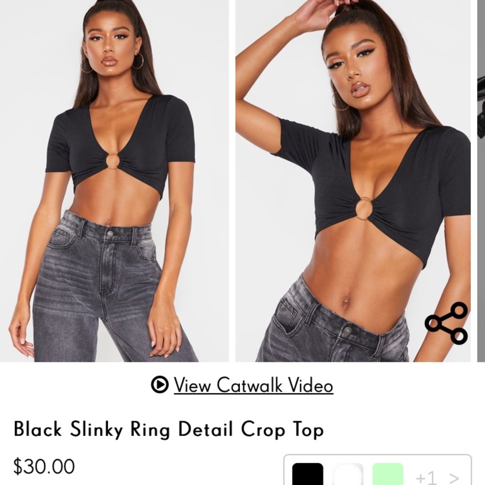 Prettylittlething Black Slinky Ring Crop top! :)